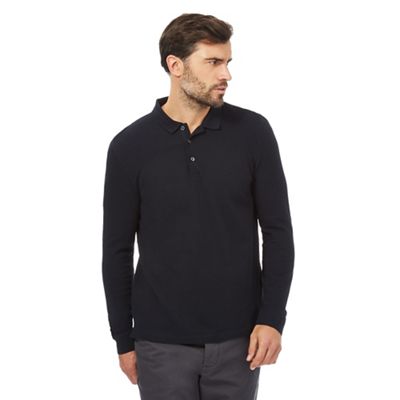 Big and tall navy popcorn textured rugby shirt